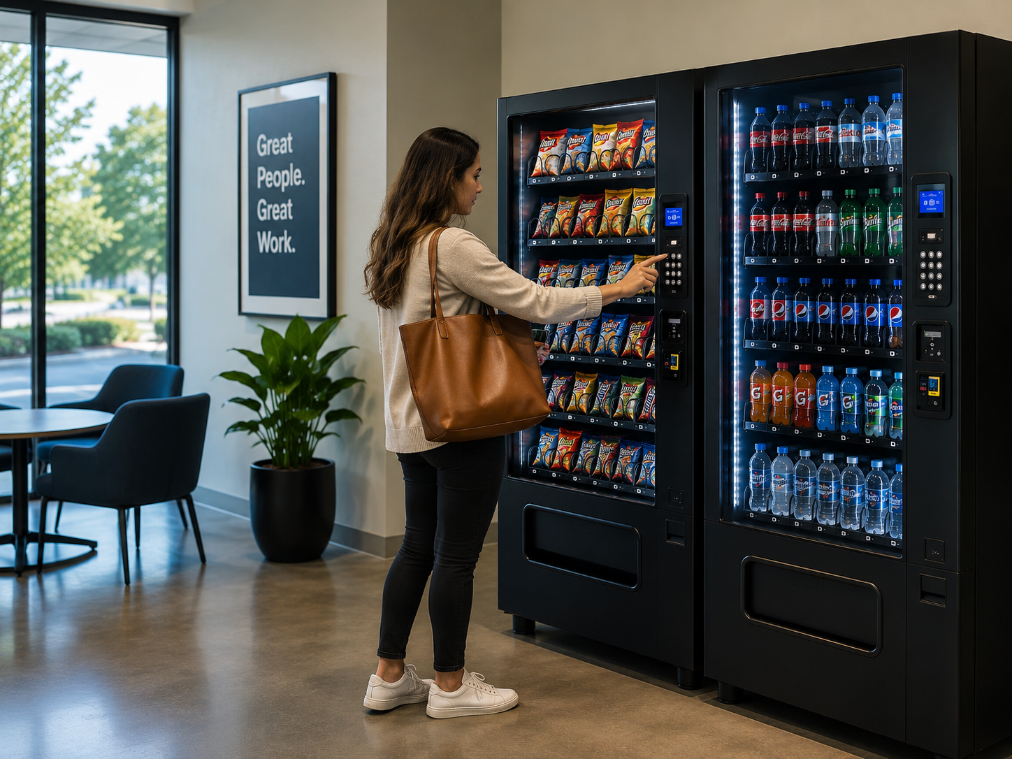 Woman using modern vending services in Southwest Florida